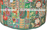 Green Pouf Ottoman-Jaipur Handloom