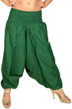 Green Women Cotton Solid Harem Pants Yoga Dance Genie Trouser