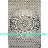 Grey & Black Goddess Ombre Mandala Tapestry Floral Wall Hanging For Dorm Room