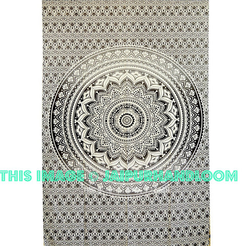 Grey & Black Goddess Ombre Mandala Tapestry Floral Wall Hanging For Dorm Room