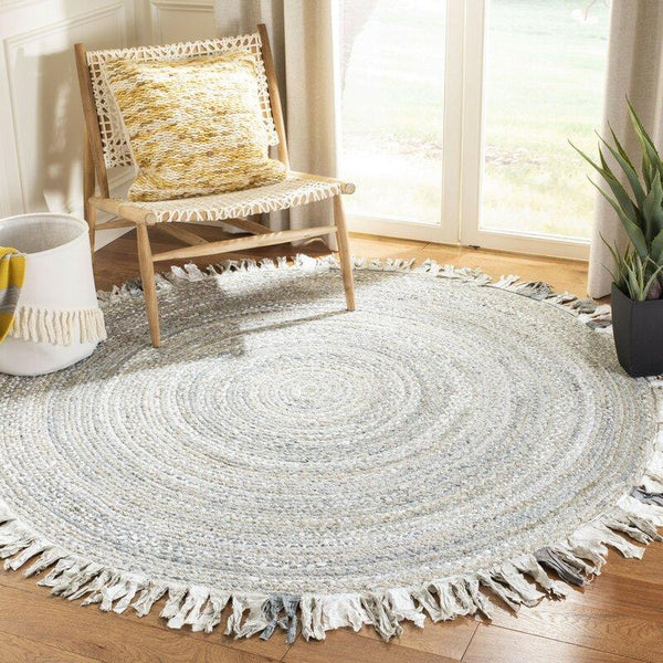 Hand-Braided Living Room Area Rug 8 ft X 8 ft Entryways Round Rugs