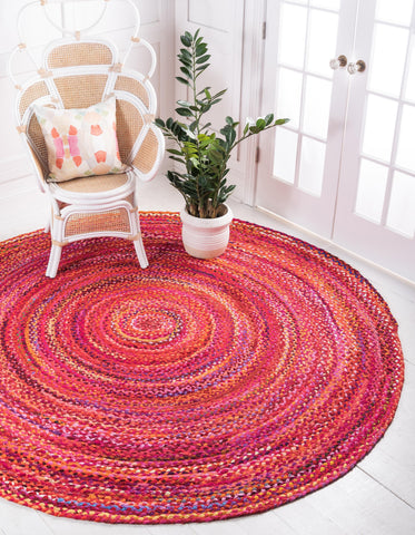 Buy SANA Handloom Jute and Cotton Round Braided Hand Woven Decorative Rug/ Carpet/Mat for Kitchen/Home/Living Room/Outdoor & Balcony. (RED TASAL,  150CM Round) Brand (Jute CHINDI Flower, 100 cm) Online at Low Prices in