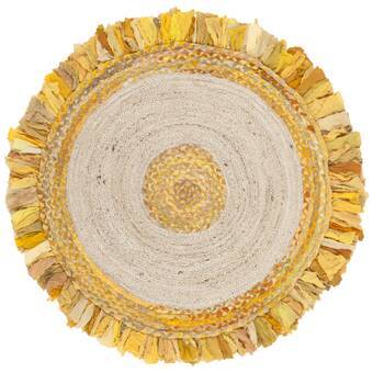 Hand-Braided Round Rugs With Fringes, Bohemian Living Room Area Rugs