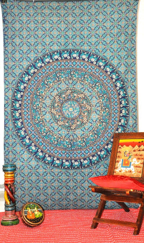 Hippie Mandala Tapestries Trippy dorm tapestry twin cotton bedspread-Jaipur Handloom