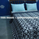 Ikat Queen Kantha Bedspread Cotton Kantha Bedding Throw Quilt-Jaipur Handloom