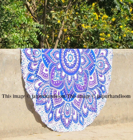 Indian 72" Decorative Mandala Round Yoga Mat Cotton Beach Roundie Towels-Jaipur Handloom