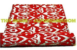 Indian Cotton Ikat kantha Quilt in Red, Sari Ikat quilt Queen blanket throw quilted bedspread bed cover, handmade reversible ikat quilt-Jaipur Handloom