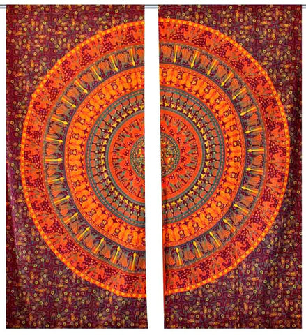 Indian Decor Floral Window Mandala Curtains Tapestry Drape Room Curtain Balcony-Jaipur Handloom