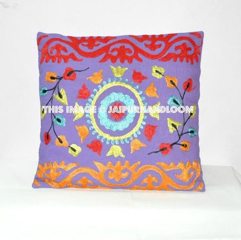 Indian Embriodered Suzani Pillow Cover, Decorative Throw Pillow, suzani Pillow, Indian Pillow Cover, Pillowcase, Cushion Cover, Suzani case-Jaipur Handloom