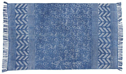 Indian Handmade Rugs Area Carpet Blue Bohemian Shag Rugs Rags Bedroom Floor Mat-Jaipur Handloom