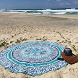 Indian Hippie Mandala Tapestry Round Beach Throw bohemian round yoga mat-Jaipur Handloom