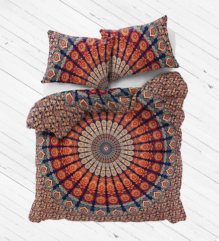 Indian Mandala Duvet Cover Set Quilt Cover - Ambar-Jaipur Handloom