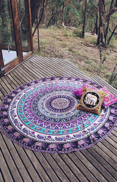 Indian Mandala Tapestries Round Beach Throw Wall Hanging Yoga Mat Boho Tapestry-Jaipur Handloom