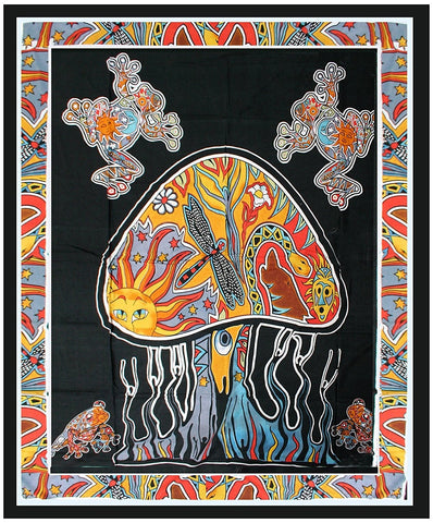 Indian Psychedelic Mushroom Tapestry Dorm Decor Hippie Tapestries On Sale-Jaipur Handloom