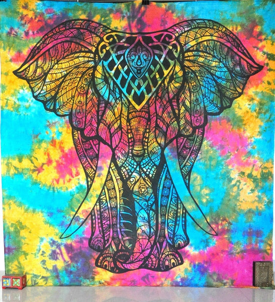 Colorful elephant tapestry sale