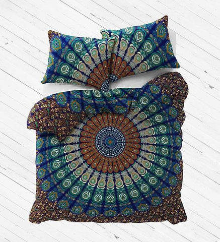 King Size Mandala Bedding Set Boho Mandala Comforter Cover in King Size-Jaipur Handloom