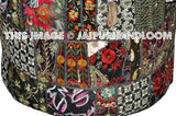 Large Round Tufted Storage Ottoman-Jaipur Handloom