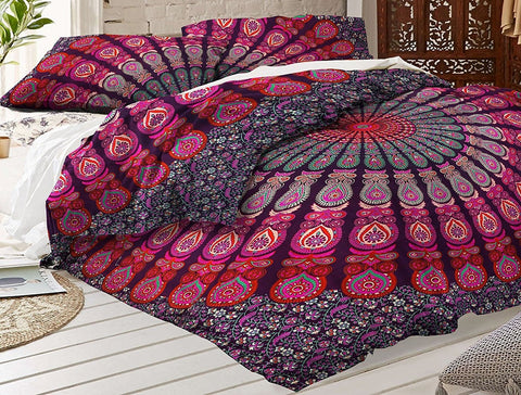 Magical Night Bohemian Quilt Cover Queen Duvet Cover Set with Pillows-Jaipur Handloom