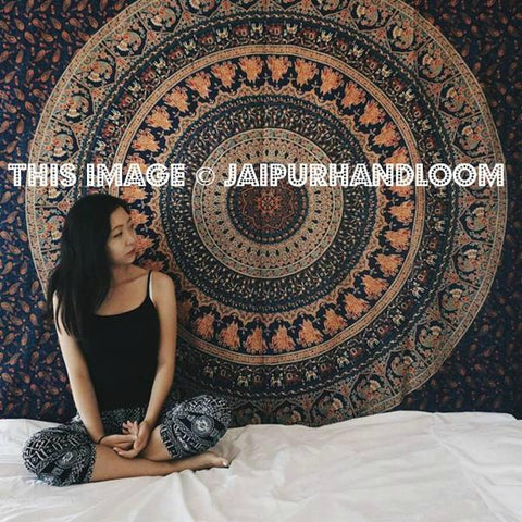 Magical Thinking Tapestry Blue Dorm Room Tapestry Indian Mandala Bedding-Jaipur Handloom