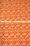 ON SALE Indian Sari Ikat kantha Quilt in Orange, Cotton twin Ikat quilt blanket throw quilted bedspread bed cover, handmade ikat quilt-Jaipur Handloom