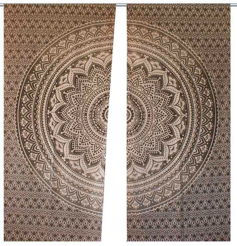 Ombre Mandala Curtain Indian Drape Handmade Curtain Cotton Home Wall Curtain Set-Jaipur Handloom