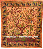 Orange Tree Of Life Tapestry Hippie Tapestries Wall Tapestries-Jaipur Handloom