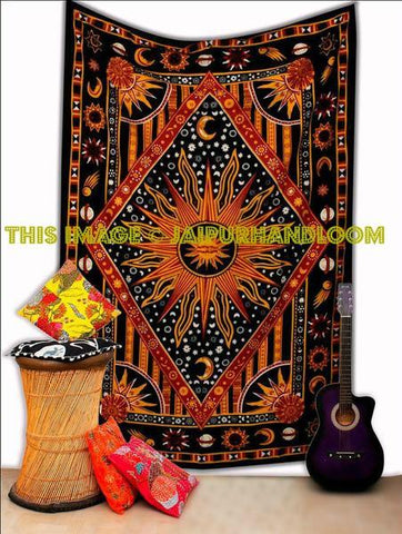Orange Trippy Tapestries, psychedelic tapestry or sun and moon tapestry-Jaipur Handloom