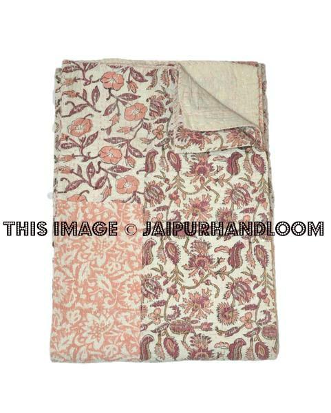 Patchwork Kantha Quilt, Indian Kantha Bedspread Blanket, Bohemian Kantha Bedding, Christmas Gift Indian Quilt, Kantha Throw Sofa Couch Cover