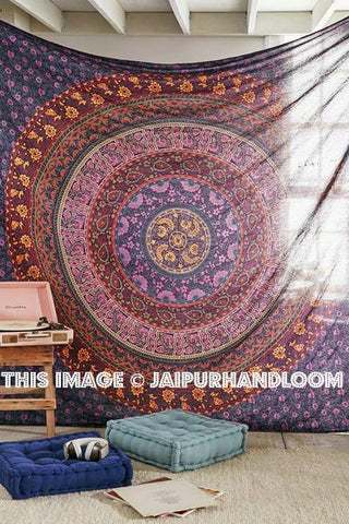 Plum and Bow Mandala Tapestries Hippie Trippy Dorm Tapestry Wall Decor-Jaipur Handloom