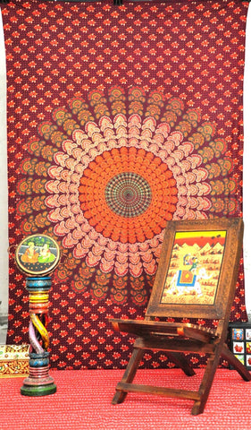 Psychedelic Indian Mandala Tapestry Trippy Dorm Tapestry Cool Beach Blanket-Jaipur Handloom