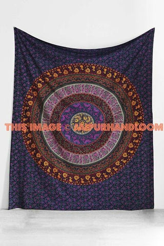 Psychedelic Mandala Wall Hanging Trippy Dorm Tapestries Sofa Couch Throw-Jaipur Handloom