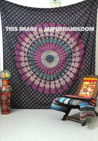 Purple Mandala Tapestry Cute Dorm room tapestry Boho Chic Wall Hanging-Jaipur Handloom