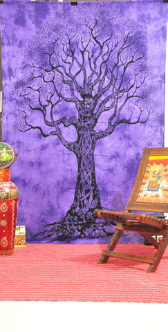Purple Native Purity Tree Of Life Tapestries Tie dye Tapestries for dorm-Jaipur Handloom