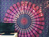 Purple peacock Mandala Tapestry Bohemian Indian Tapestry Door Curtains-Jaipur Handloom