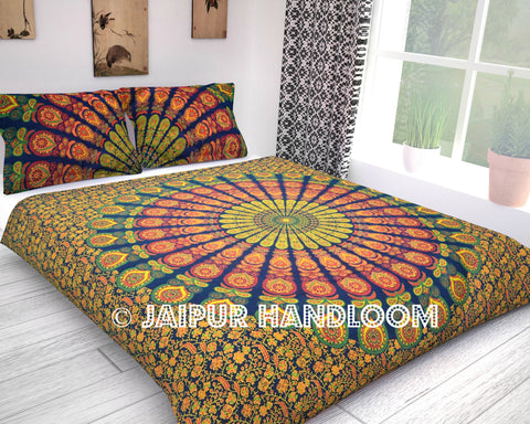 Queen Cotton Mandala Bedding Set with matching pillow cases - Eden-Jaipur Handloom
