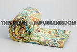 Quilted Paisley Kantha Throw Queen Kantha Bedding Bedspread-Jaipur Handloom