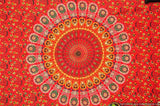 Red psychedelic dorm tapestry bohemian twin mandala bed cover blanket-Jaipur Handloom