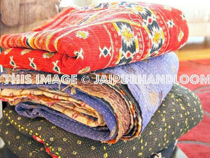 Sari Throws kantha Blankets wholesale set of 5-Jaipur Handloom