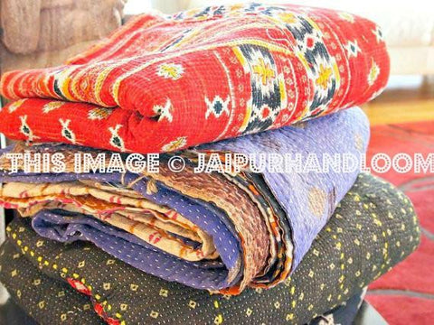 Sari Throws kantha Blankets wholesale set of 5-Jaipur Handloom