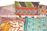 Set Of 5 Pillow Covers Vintage Kantha Pillow Cases Indian Kantha Sofa Cushions-Jaipur Handloom