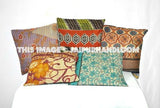 Set Of 5 Pillow Covers Vintage Kantha Pillow Cases Indian Kantha Sofa Cushions-Jaipur Handloom