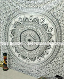 Silver Grey Ombre Tapestry Mandala Tapestries Dorm room Black tapestry-Jaipur Handloom