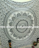 Silver Grey Ombre Tapestry Mandala Tapestries Dorm room Black tapestry-Jaipur Handloom