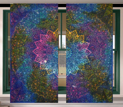 Tie Dye Mandala Window 2 Panel Curtain Set Dorm Room Curtain Set Drapes-Jaipur Handloom