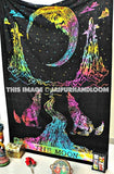 Tie Dye Psychedelic tapestry Crying Wolf of the Moon Tapestry Dorm Decor-Jaipur Handloom