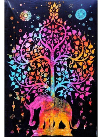 Tie dye tapestry college dorm tapestry Elephant Tapestry Tree Of Life Tapestry-Jaipur Handloom