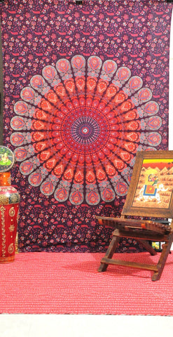 Trippy Mandala Tapestry Indian Mandala Twin Bed cover Hippie Beach Throw-Jaipur Handloom