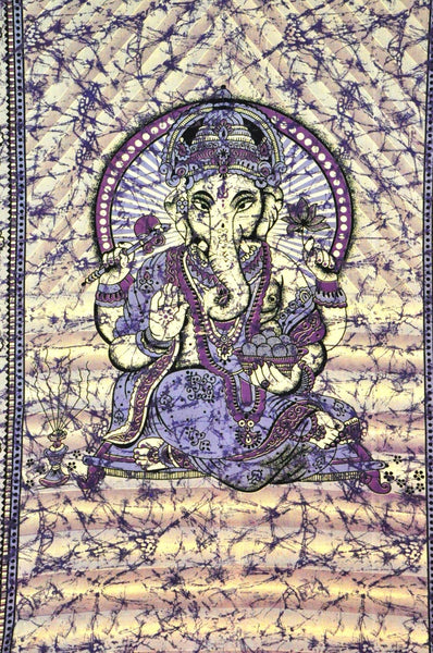 Twin Blue Ganesha Tapestry Wall Hanging Ganesha Tapestries-Jaipur Handloom