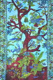 Twin Turquoise Tree Of Life Tapestry Dorm Tapestry College Tapestry-Jaipur Handloom