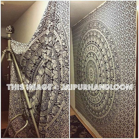 Urban Outfitters Mandala Tapestry Black and white Cool College Tapestries